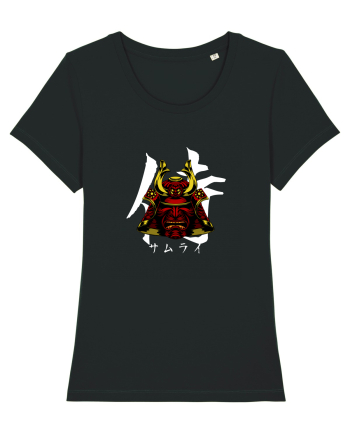 Cap Samurai (kanji și katakana) alb Black