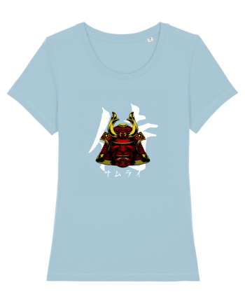 Cap Samurai (kanji și katakana) alb Sky Blue