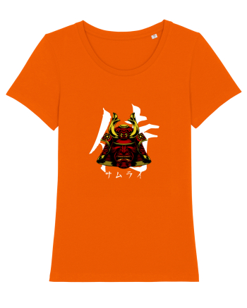 Cap Samurai (kanji și katakana) alb Bright Orange