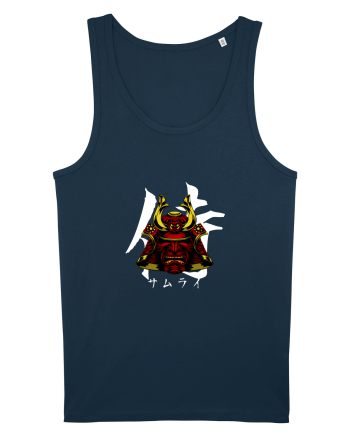 Cap Samurai (kanji și katakana) alb Navy