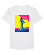 Retro Astronaut  Tricou mânecă scurtă guler larg Bărbat Skater