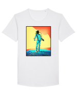 Retro Astronaut  Tricou mânecă scurtă guler larg Bărbat Skater