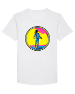 Retro Astronaut  Tricou mânecă scurtă guler larg Bărbat Skater
