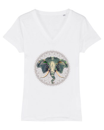 Yoga Elefant in Mandala White