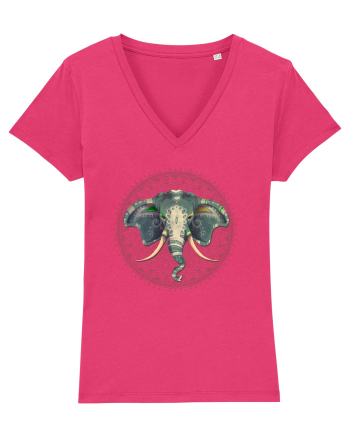 Yoga Elefant in Mandala Raspberry