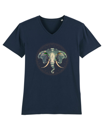 Yoga Elefant in Mandala French Navy