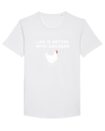 CHICKENS Tricou mânecă scurtă guler larg Bărbat Skater