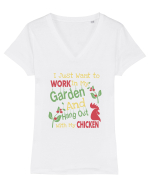 CHICKEN GARDEN Tricou mânecă scurtă guler V Damă Evoker