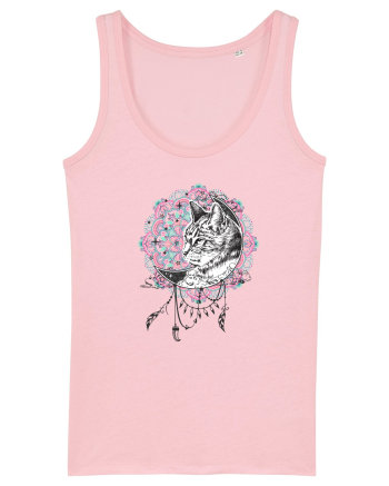 Pisică în Lună Dreamcatcher Mandala Cotton Pink