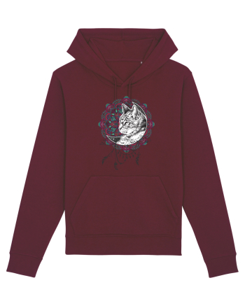 Pisică în Lună Dreamcatcher Mandala Burgundy
