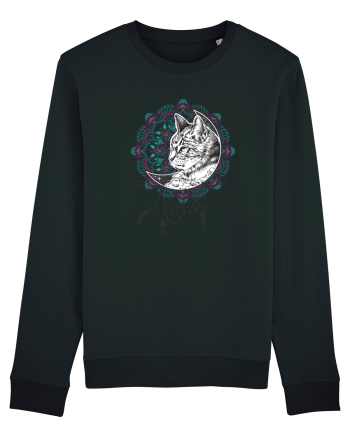 Pisică în Lună Dreamcatcher Mandala Black