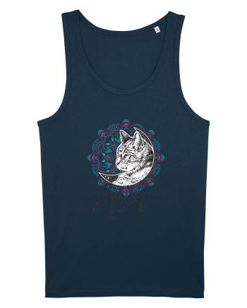 Pisică în Lună Dreamcatcher Mandala Navy