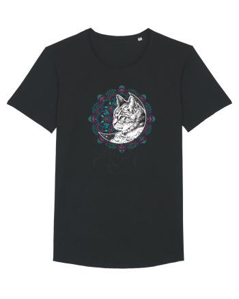 Pisică în Lună Dreamcatcher Mandala Black