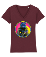 Retro Astronaut  Tricou mânecă scurtă guler V Damă Evoker