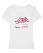 I want to BELIVE Tricou mânecă scurtă guler larg fitted Damă Expresser