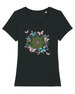 Fluturi în Mandala Yoga Tricou mânecă scurtă guler larg fitted Damă Expresser