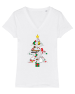 Christmas Tree Tricou mânecă scurtă guler V Damă Evoker