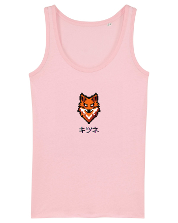 Vulpe (kitsune, katakana) Pixel Art  (negru) Cotton Pink