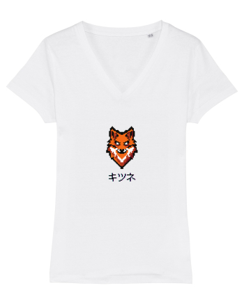Vulpe (kitsune, katakana) Pixel Art  (negru) White