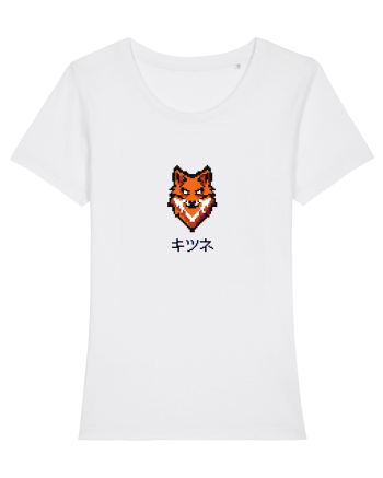 Vulpe (kitsune, katakana) Pixel Art  (negru) White