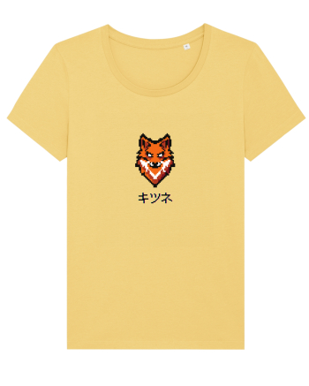 Vulpe (kitsune, katakana) Pixel Art  (negru) Jojoba