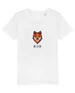 Vulpe (kitsune, katakana) Pixel Art  (negru) Tricou mânecă scurtă  Copii Mini Creator