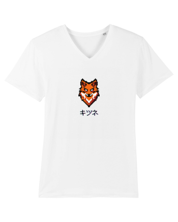 Vulpe (kitsune, katakana) Pixel Art  (negru) White