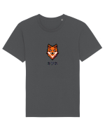 Vulpe (kitsune, katakana) Pixel Art  (negru) Tricou mânecă scurtă Unisex Rocker