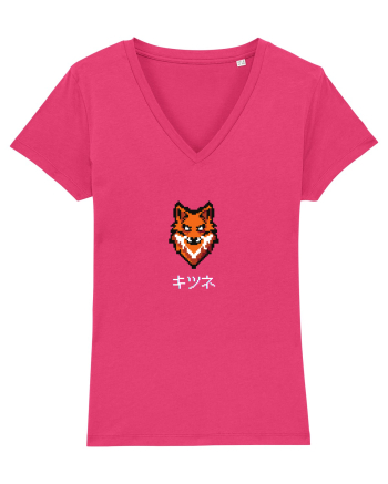 Vulpe (kitsune, katakana) Pixel Art  (alb) Raspberry