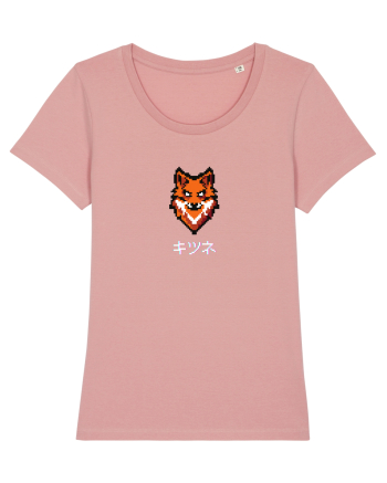 Vulpe (kitsune, katakana) Pixel Art  (alb) Canyon Pink