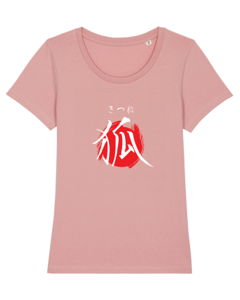 Vulpe în Japoneză (kitsune, hiragana și kanji) alb și roșu Canyon Pink