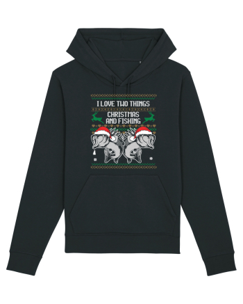 I Love Two Things Christmas And Fishing Black