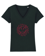 Soare cu dichis Tricou mânecă scurtă guler V Damă Evoker