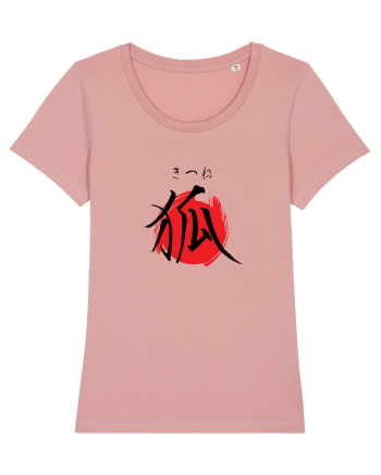 Vulpe în Japoneză (kitsune, hiragana și kanji) negru și roșu Canyon Pink