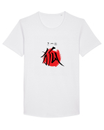Vulpe în Japoneză (kitsune, hiragana și kanji) negru și roșu Tricou mânecă scurtă guler larg Bărbat Skater