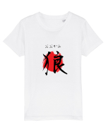 Lup în Japoneză (ookami, hiragana și kanji) negru și roșu Tricou mânecă scurtă  Copii Mini Creator