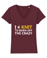 KNIT Tricou mânecă scurtă guler V Damă Evoker