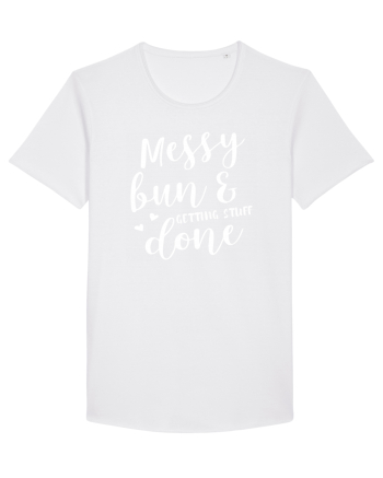 Messy bun getting stuff done White
