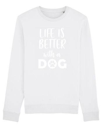 Life is better with a dog. White