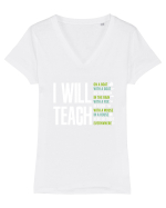 TEACH Tricou mânecă scurtă guler V Damă Evoker