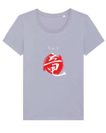 Dragon în Japoneză (ryuu, hiragana și kanji) alb și roșu Lavender