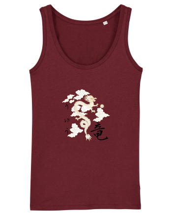 Dragon în Japoneză (ryuu) negru Burgundy