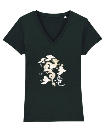 Dragon în Japoneză (ryuu) alb Black