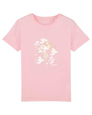 Dragon în Japoneză (ryuu) alb Cotton Pink