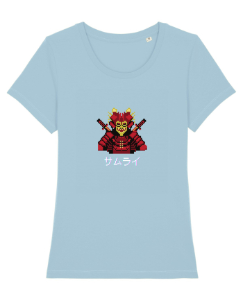 Samurai în Japoneză (pixel art) alb Sky Blue