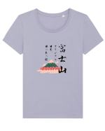 Muntele Fuji (Fujisan) negru  (ver 2) Tricou mânecă scurtă guler larg fitted Damă Expresser