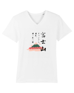 Muntele Fuji (Fujisan) negru  (ver 2) Tricou mânecă scurtă guler V Bărbat Presenter