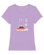 Muntele Fuji (Fujisan) negru (ver 2) Tricou mânecă scurtă guler larg fitted Damă Expresser