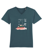 Muntele Fuji (Fujisan) negru (ver 2) Tricou mânecă scurtă guler V Bărbat Presenter
