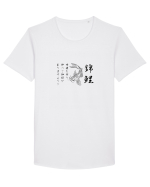 Koi Fish (text japoneză) negru Tricou mânecă scurtă guler larg Bărbat Skater